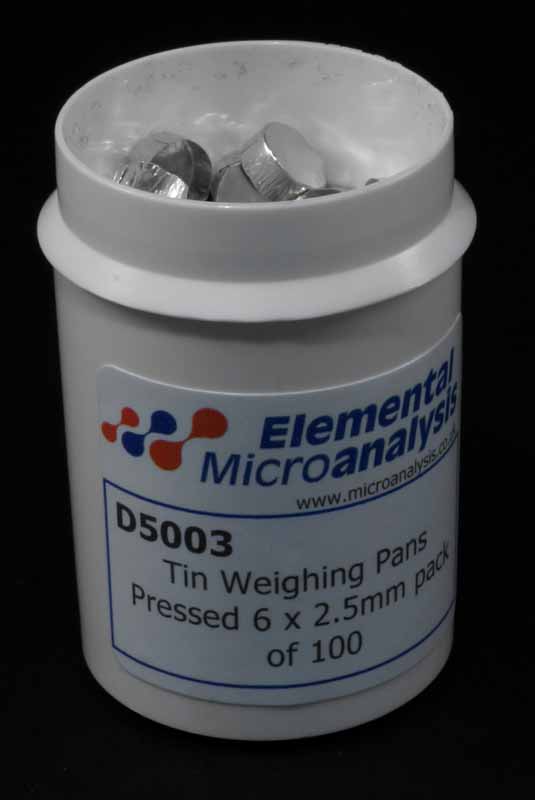 Tin Weighing Pans Pressed Standard Weight 2.5 x 6mm pack of 100